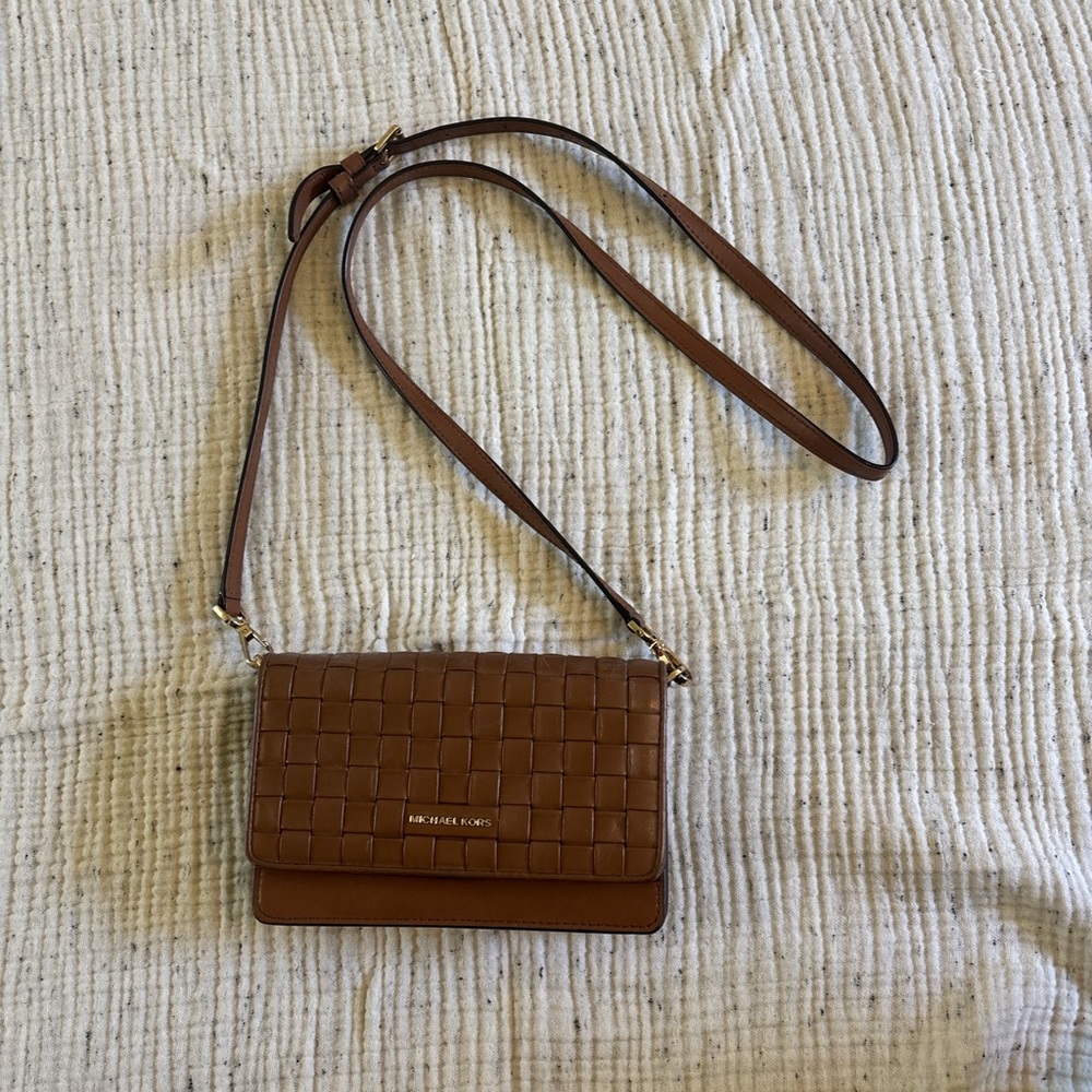 Michael Kors Brown Leather Crossbody Bag with Adjustable Strap